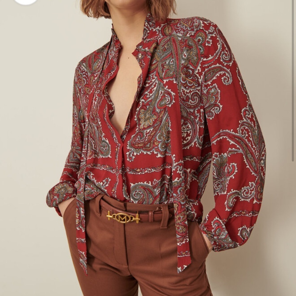 Marella Georgette Imbarco red paisley blouse